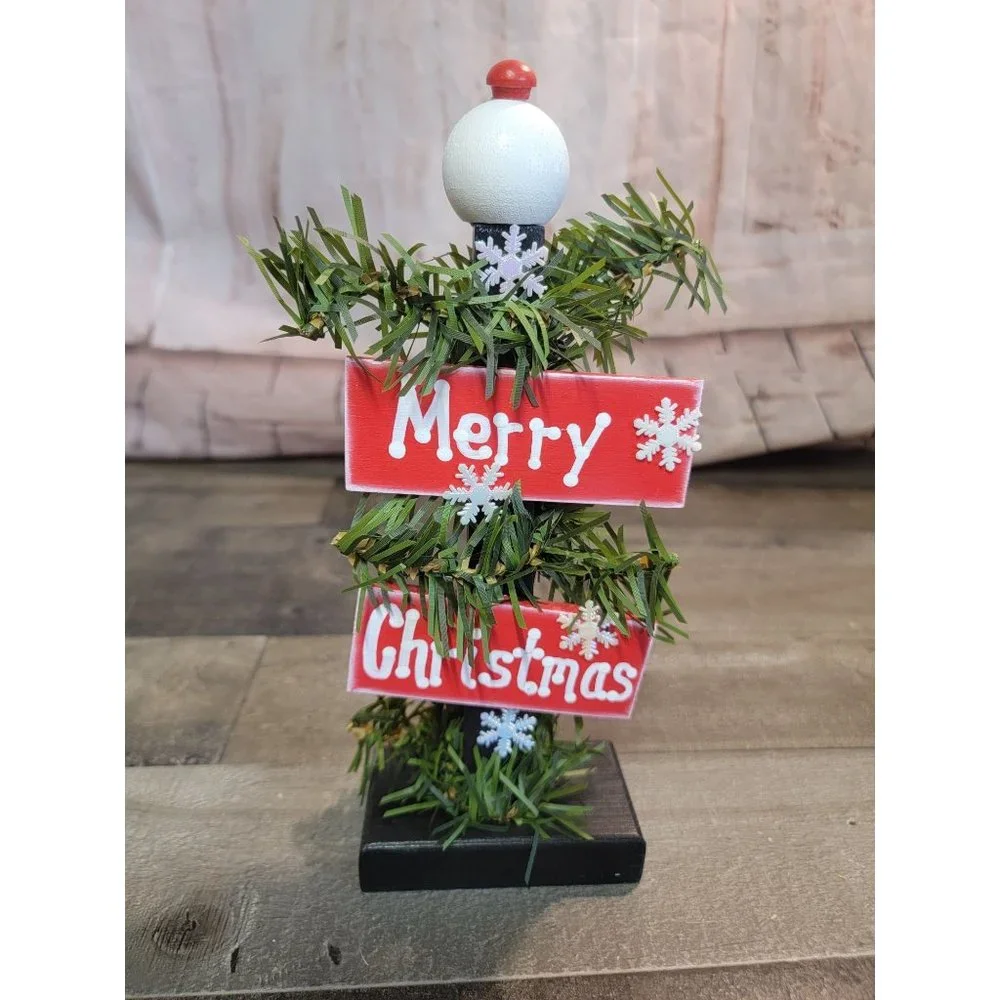 Merry Christmas mini‎ sign snowflake Wooden xmas decor